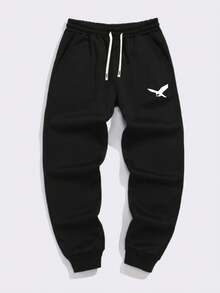 2pcs Men's Casual Printed Tracksuit Set, Suitable For Travel, Outdoor Activities, Camping, Spring/Autumn - Black - View 4