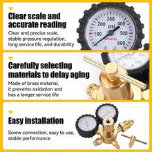 Nitrogen Pressure Regulator 0-600PSI CGA580 Inlet 1/4-Inch Male Flare Connection Heavy-Duty Handle Self-Reseating Relief - Brass Color - View 5