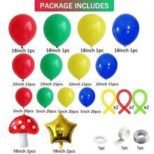 157 قطعة مجموعة قوس بالونات بموضوع ألعاب الفيديو الكرتونية، تشمل بالونات ألمنيوم على شكل فطر ونجمة، بالإضافة إلى بالونات التكس باللون الأحمر والأصفر والأزرق والأخضر. مثالية لحفلات أعياد الميلاد وحفلات استحمام الطفل والديكورات الخارجية وحفلات موضوع ألعاب الفيديو الكرتونية والخارقة. - متعدد الألوان - مشاهدة 3