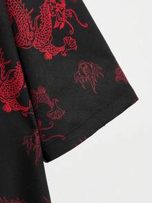 Retro Japanese-Style Improved Chinese Hanfu Dragon Robe Print Kimono Cover Up, Summer Loose Beach Cover-Up Robe Sunscreen Jacket - Red - View 6