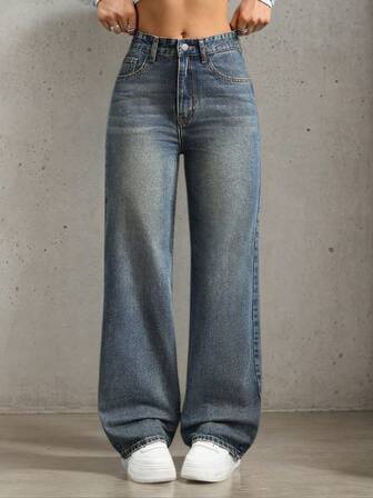 Girls' Loose Multi-Pocket Denim Jeans