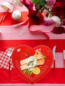 24/12/6个装红色/粉色/玫红色心形纸盘，家居派对装饰餐具，一次性心形盘，周年纪念装饰盘，婚礼餐桌装饰盘，粉色主题派对心形盘，DIY装饰餐具，适用于情人节、家庭派对、婚礼、周年纪念、节日派对、主题派对 - 彩色 - 查看 4