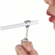 Hand Bone Smoking Ring Personality Ring Cigarette Holder Thick Cigarette Holder Skull Cigarette Clip - White K - View 4