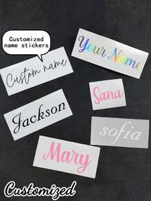 Customized Name Stickers, Suitable For Glass Cups, Gift Boxes Or Use; Personalized Vinyl Labels, Suitable For Bridesmaid Invitations, Office Valentine's Day Gifts, Father's Day Gifts; Can Also Be Used To Personalize Water Bottles, Mugs, Cups, Laptops, Etc.; Customized Label Decorations - Multicolor - View 1