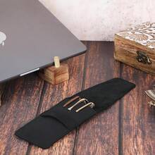 TheAntiq, Portalápices de cuero estuche genuino para 3 bolígrafos con solapa, estuche de cuero marrón para bolígrafos estilográficos, de punta redonda y de rollerball (3 bolígrafos, negro) - azul - Ver 7