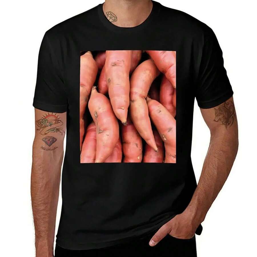 Sweet Potatoes T-Shirt  Summer Shirt Vintage T Shirts Luxury Man Luxury Clothes Men - Black - View 1
