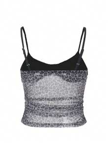 Onicee 女士夏季性感豹纹透视吊带背心，适合情人节、约会、聚会、派对、旅行、度假、海滩等场合。 - 灰色 - 查看 7