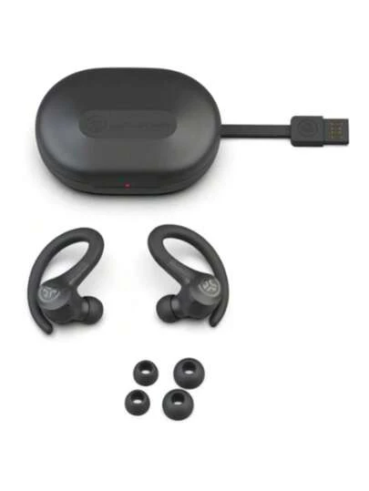 JLab Go Sport+ - Auriculares inalámbricos de entrenamiento con llamadas claras C3, diseño deportivo de gancho para los oídos, tiempo de reproducción Bluetooth de más de 35 horas