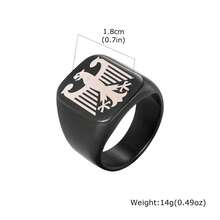 1pc Customized Stainless Steel Cast Ring With Eagle National Emblem Design, Black/Silver/Gold Color Ring, Men's Jewelry Gift For Boyfriend, Family, Personal Commemoration - Multicolor - View 16