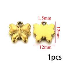 1/10pcs Stainless Steel Charm Set - 18K Golden Plated, Includes House, Tree Of Life, Butterfly, Sun, Bag, Crown, Flower & Shoe Pendants For DIY Jewelry Making - Multicolor - View 29
