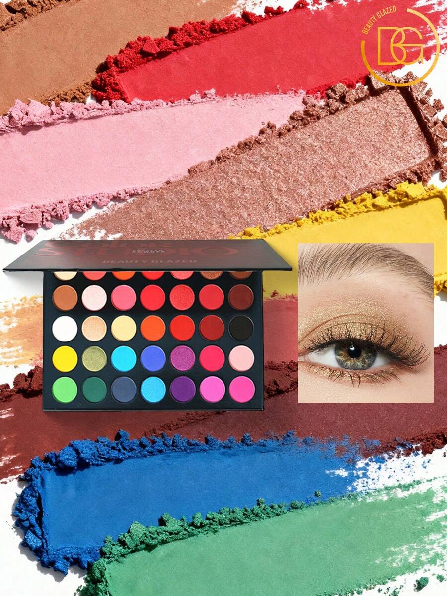 beauty glazed 35 Color Studio Eyeshadow Palette For Halloween Makeup, Pop Makeup Inner Artist Matte Shimmer Luminous Velvet Texture Pressed Colors Powder Creamy Eye Shadow Blendable Natural Makeup Palette - Nhiều màu - Xem 1