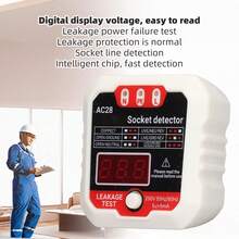 Probador de Enchufe de Cable a Tierra, Probador de Salida de Fuga Eléctrica LCD para Granja (Enchufe de EE. UU. 110V) - 1 - Ver 5
