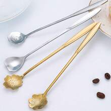 Bộ 4 thìa kem, thìa trộn hình hoa và thìa cán dài, thìa trà bằng thép không gỉ, thìa tráng miệng, thìa khuấy cà phê dễ thương, thìa trà tái sử dụng, thích hợp cho cửa hàng tráng miệng, quán cà phê hoặc quầy bar, đựng đường, mứt, món tráng miệng, bánh, cà phê espresso, kem - Nhiều màu - Xem 2