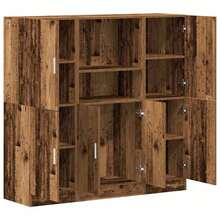 3 Piece Kitchen Cabinet Set Old Wood Engineered Wood - Brown - View 5