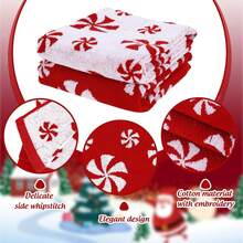 Juego de 2 toallas de mano de Navidad, color rojo y blanco, menta dulce, toalla decorativa de algodón, toalla de baño para limpieza de secado de cocina, 29.5 x 13.pulgadas - 1 - Ver 3