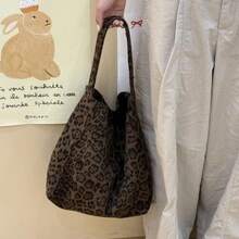 Damen Tragetasche Herbst Winter Neue Große Kapazität Schultertasche Pendeln Unterarmtasche Schultertasche Handtasche Baguette Tasche Umhängetasche Tragetasche - Leopardenmuster (mit Magnetverschluss) - Übersicht 2