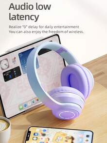 Tai nghe chơi game không dây với đèn LED đổi màu. - Màu tím  Violet - Xem 7