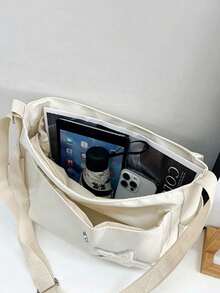 Bolso de tote con bolsillo frontal con estampado de estrellas - Negro - Ver 9