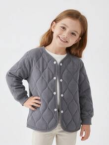 Toddler Girls Jacket Child Cotton Warm Clothes Long Sleeve Fall Winter Coats For Kids Boy Padded Coats Outwear - Xám - Xem 3