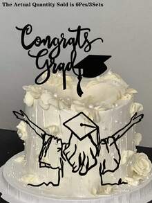 2Pcs Reusable & Stylish "Congrats Grad" Cake Topper - Celebrate Your Graduation In 2026! Congrats Grad" Acrylic Letters - Perfect For Graduation Cakes, Photos & More! Celebrate Your Achievements #Graduation2026 #GraduationParty #CongratsGrad #PartyDecor - Multicolor - View 12