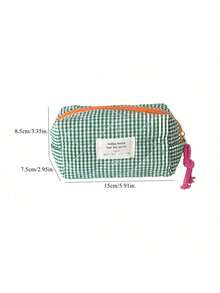1pc 4-Color Plaid Cosmetic Bag, Portable Makeup And Toiletry Storage Pouch - Multicolor - View 2