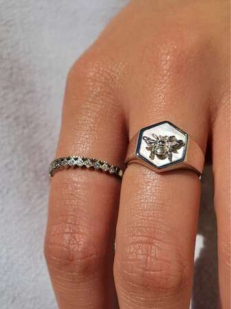 1 pieza Anillo de diseño simple con forma de abeja elegante y vintage, joyería atemporal para aniversario y compromiso, accesorios de joyería para boda, fiesta de compromiso y festivales (sin caja)
