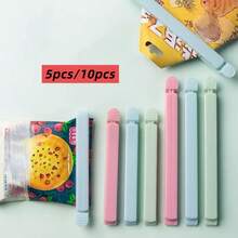 5/10pcs Food Bag Sealing Clips, Multipurpose Reusable Food Freshness Sealing Clips, Suitable For Various Plastic Bags And Snack Bags, Kitchen Organization Bags And Storage Bags, Kitchen Accessories, Random Colors