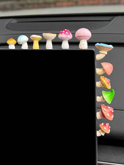 7 piezas Decoración de setas realistas, Racimo de setas falsas en miniatura, Ornamento de paisaje micro, Regalos de setas Morel para salpicadero de coche, Decoración de setas para computadora, Decoración de setas de fantasía de resina curativa, Compañero de escritorio de oficina, Juego de setas lindas, Decoración de múltiples escenas (computadora/escritorio/coche)