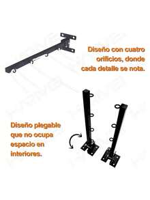 Tendedero Plegable Retráctil De Pared,tendedero Para Ropa, Reforzado Con Metal,compacto, Ahorro De Espacio,capacidad De Carga Resistente - Negro - Ver 6