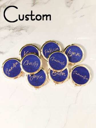 1pc Personalized Gold Compact Mirror, Bridesmaid Proposal, Customized Name Gift,Bridesmaid Gift, Bridal Shower Gift, Wedding Gift, Mother Carved Pocket Mirror, Custom Engraved Compact Mirror - Elegant Stainless Steel, Personalized Pocket Makeup Mirror With Magnification - Perfect Bridesmaid Or Christmas Gift