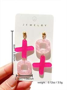 1 Pair Bling Bling Acrylic Letter XOXO Contrast Glitter Design Earrings, Sweet Valentine's Day Jewelry Gift, Personalized Earrings For Girls - XOXO - View 7