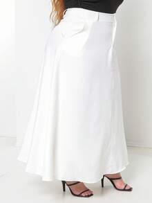 Plus Size Tailored Flared Skirt - White - View 5