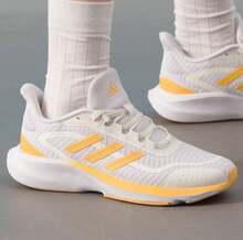 Adidas 男女款全新轻便透气网面跑步鞋 - 白色/黃色 - 查看 2