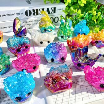 1 Stück Natürlicher Kristall Edelstein Haustier DIY Handgefertigte Kristall Schnitzerei Igel Feng Shui Skulptur für Haustier Gedenkartikel Heim Garten 4. Juli Frauen Väter Vater Geschenk Weihnachtsgeschenk