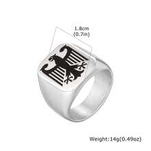 1pc Customized Stainless Steel Cast Ring With Eagle National Emblem Design, Black/Silver/Gold Color Ring, Men's Jewelry Gift For Boyfriend, Family, Personal Commemoration - Multicolor - View 4