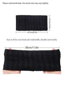 Knit Winter Fuzzy Thermal Lined Headbands Ear Warmers Elastic Turban Crocheted Head Wrap