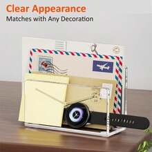 FUCDTEFC Desk Mail Organizer, 5 Section Clear Acrylic File Holder Letter Organizer, Vertical Lightweight Modern Envelope Holder Desk Accessories &Amp; Workspace Organizers For Office, Home, School - ColorC - 查看 8