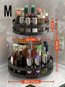1pc 1/2/3 Layers Rotating Spice Rack Holder, Kitchen Countertop Multifunctional Condiment Storage Organizer, 360 Degree Rotating Rack - Black - View 11