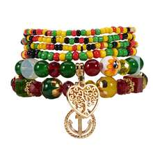 New Bohemian Style Women's Bracelet, Multi-Layer Tassel Beaded Bracelet, Elegant Accessories - Military Green - View 13