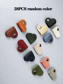 1PC/3PCS/5PCS/6PCS/10PCS/16PCS/28PCS Fashionable Heart-Shaped Leather Cable Organizer - Available In Multiple Colors, Data Cable Organizer, Wire Storage, Women's Love Charging Cable Storage Tool, With Portable And Anti Loss Design, Perfectly Compatible With Mobile Data Cables And Headphone Cables - Multicolor - View 16