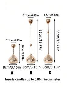 1/3件套现代烛台，法式银色泪滴形金属烛台，铁艺泪滴形烛台，锥形烛台，金属桌面中心装饰摆件，餐桌装饰高烛台，送给妈妈、妻子、奶奶的礼物 - 香檳色 - 查看 10