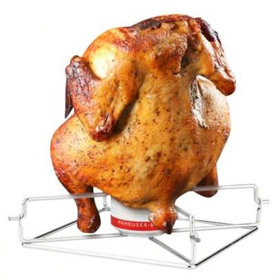 Beer Can Chicken Holder For Grill Oven Smoker SturdyStainless Steel Folding Beer Butt Chicken Holder For Whole Chicken Roaster Chicken Rack For Tender And Juicy Chicken Turkey 1 PCS