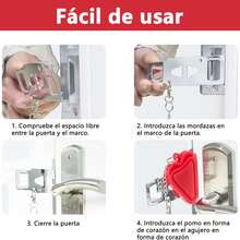 FELIN cerradura de puerta portatil, cerraduras  para viajes se adaptan a todo tipo de puertas y aumentan la  su estancia, ideal para hoteles, B&B, hogares, pisos,casas - Rojo - Ver 5