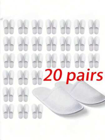 一次性拖鞋 20 双封闭式浴室拖鞋，适合居家、招待客人、水疗中心等场所，价格实惠