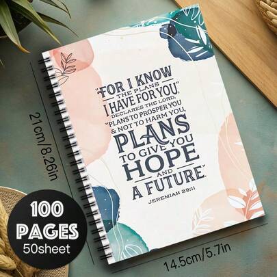 1 pièce Cahier spirale chrétien, conçu pour la prise de notes, avec des versets bibliques floraux, peut également être utilisé comme un agenda
