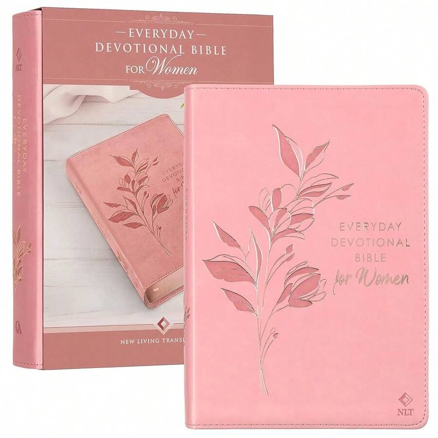 [Free Shipping][Free Shipping] NLT Holy Bible Everyday Devotional Bible For Women New Living Translation, Vegan Leather, Pink, Flexible Daily Bible Reading Plan Options (NLT Womens Devo Editions) - Single Book - View 1