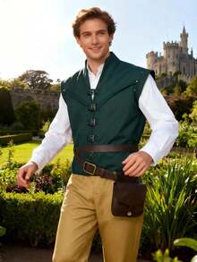 男士万圣节圣诞节动漫主题服装套装，包含衬衫、背心和裤子，适合动漫展、万圣节、狂欢节、化装舞会、主题派对、舞台表演、嘉年华服装、王子角色扮演服装、成人服装套装