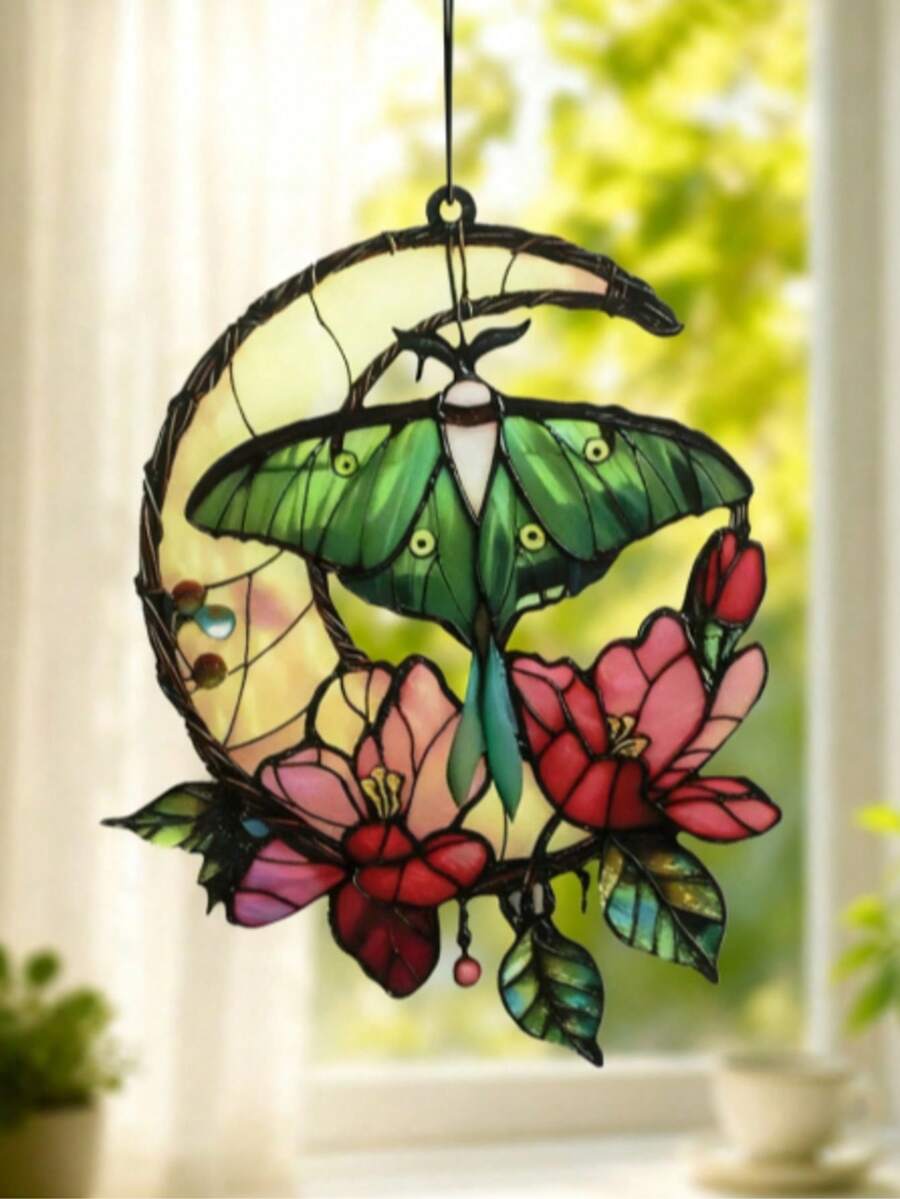1 cái Luna Moth Butterfly Suncatcher, đồ trang trí Acrylic hình bướm, tranh treo tường cửa sổ, quà tặng Giáng sinh độc đáo, quà tặng cho cô ấy (Vui lòng xé lớp màng bảo vệ trước khi sử dụng, sản phẩm được làm bằng Acrylic, không phải thủy tinh)