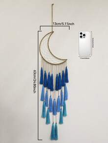 1 pieza Anillo de hierro con estrella y luna de tema de Ramadán con borla azul, decoración colgante, adorno de estrella y borla bohemio, estética vintage para sala, dormitorio y decoración festiva, arte de pared interior/exterior - Multicolor - Ver 12