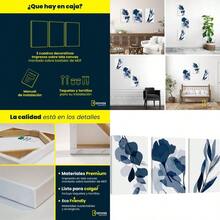 CANVAS REVOLUTION Decorative Canvas Print, Vertical Triptych, Blue Leaves, Various Sizes Available, Interior Decoration, Modern Minimalist Paintings For Living Room, Dining Room, Bedroom, Office, Kitchen. Vertical 40 X 60 Cm - 60Lx40Acm - 查看 1